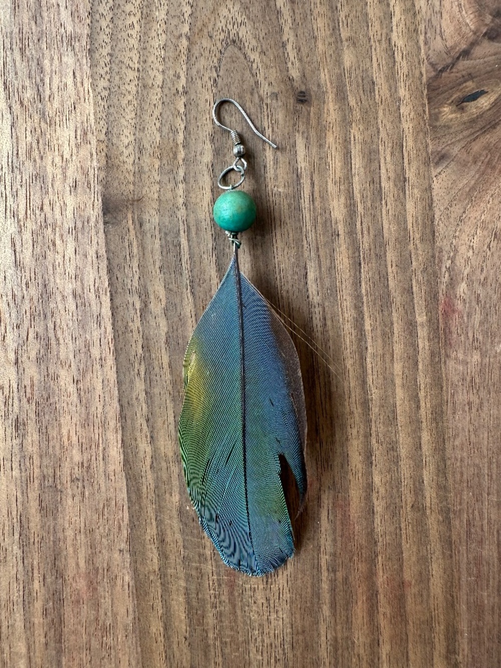 Feather Earring with turquoise bead